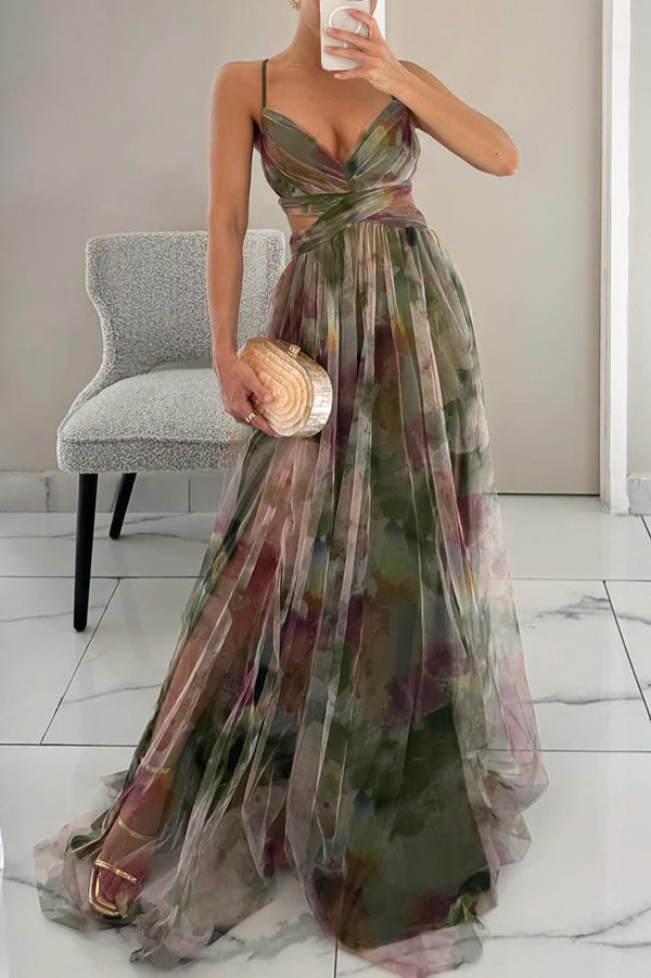 Robe élégante femme – Robe fluide à fleurs pour cérémonie et soirée chic