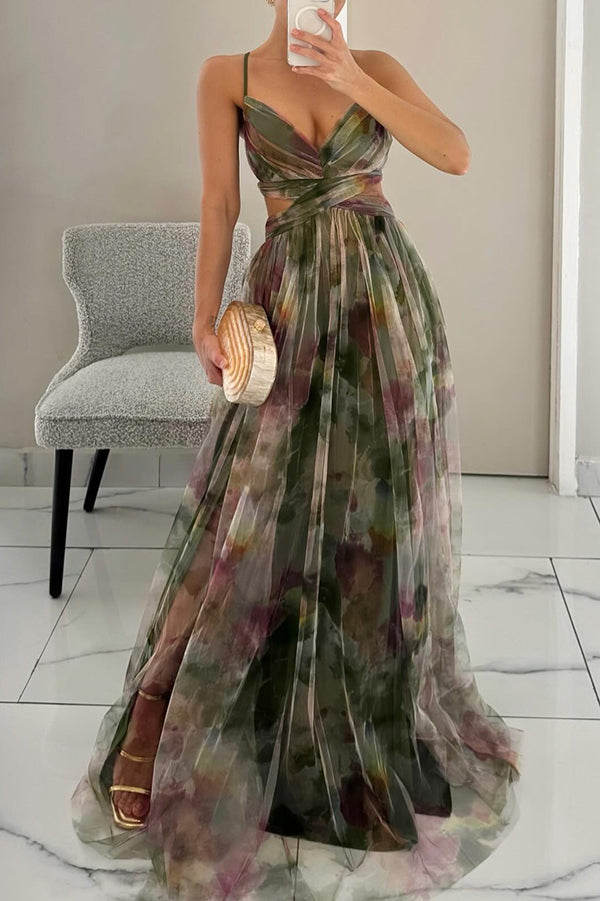 Robe élégante femme – Robe fluide à fleurs pour cérémonie et soirée chic