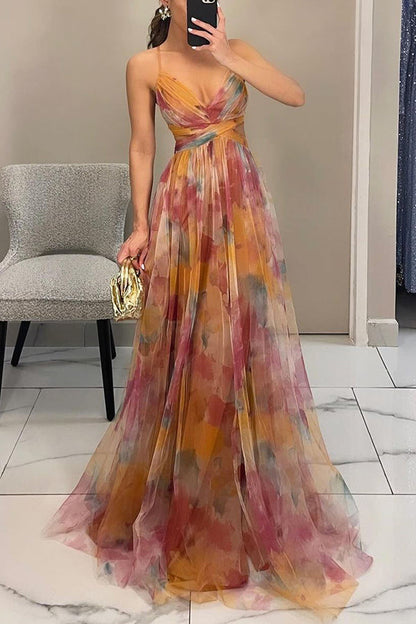 Robe élégante femme – Robe fluide à fleurs pour cérémonie et soirée chic