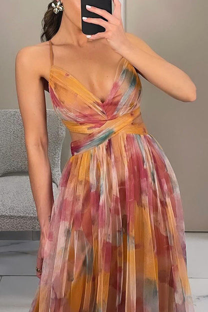 Robe élégante femme – Robe fluide à fleurs pour cérémonie et soirée chic